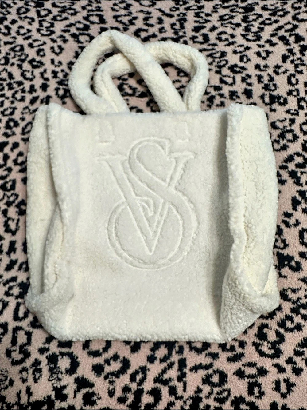 Victoria's Secret Sherpa Logo Tote Bag White